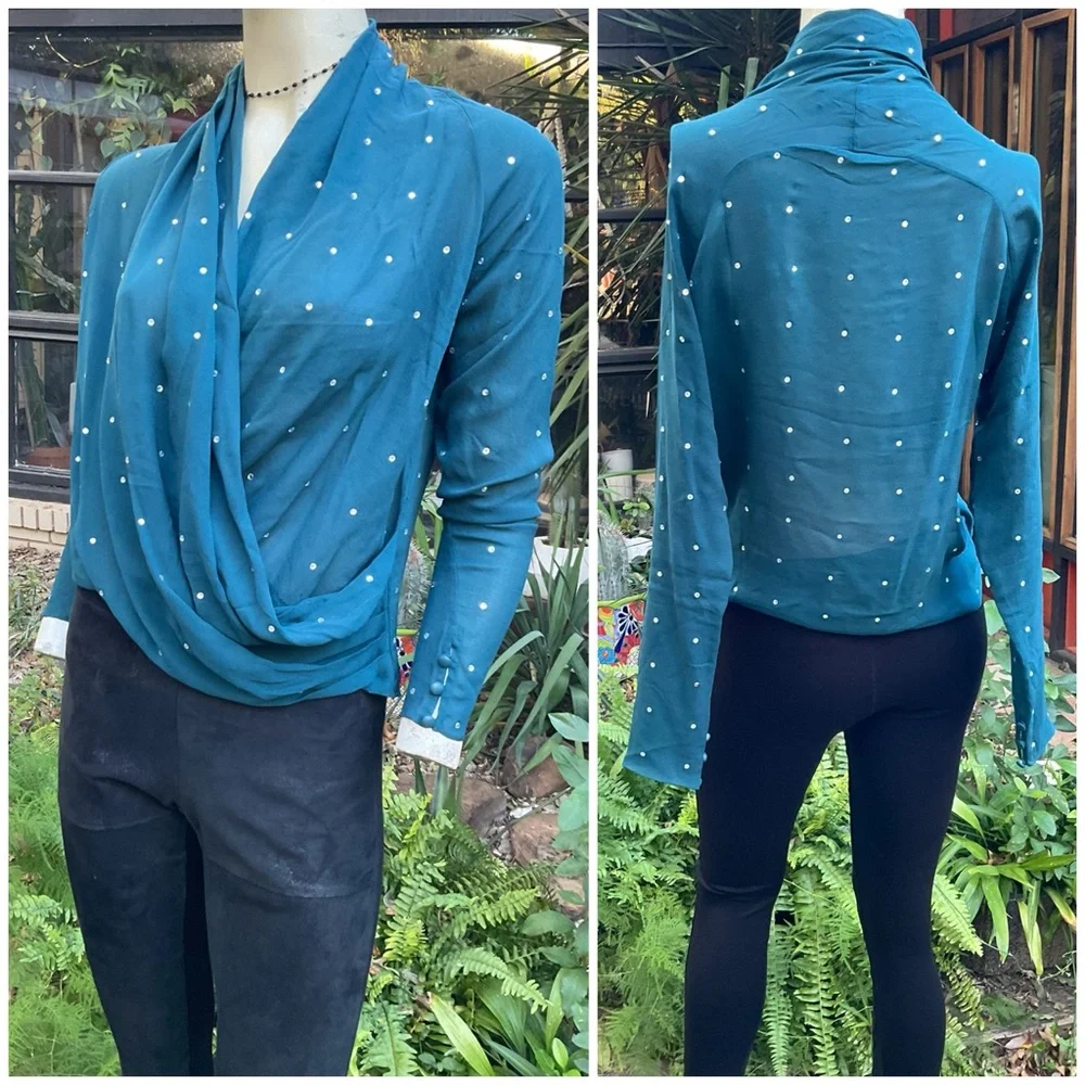 Foley + Corinna Surplice Draped Crystal Top Size Small - Picture 4 of 7